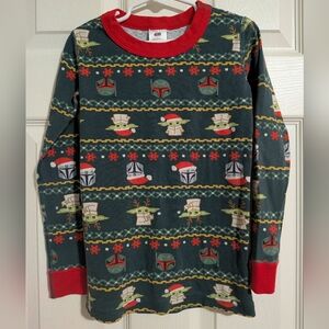 Hanna Andersson Star Wars Pajama Top Christmas 130cm US 8 Grogu Boba Fett